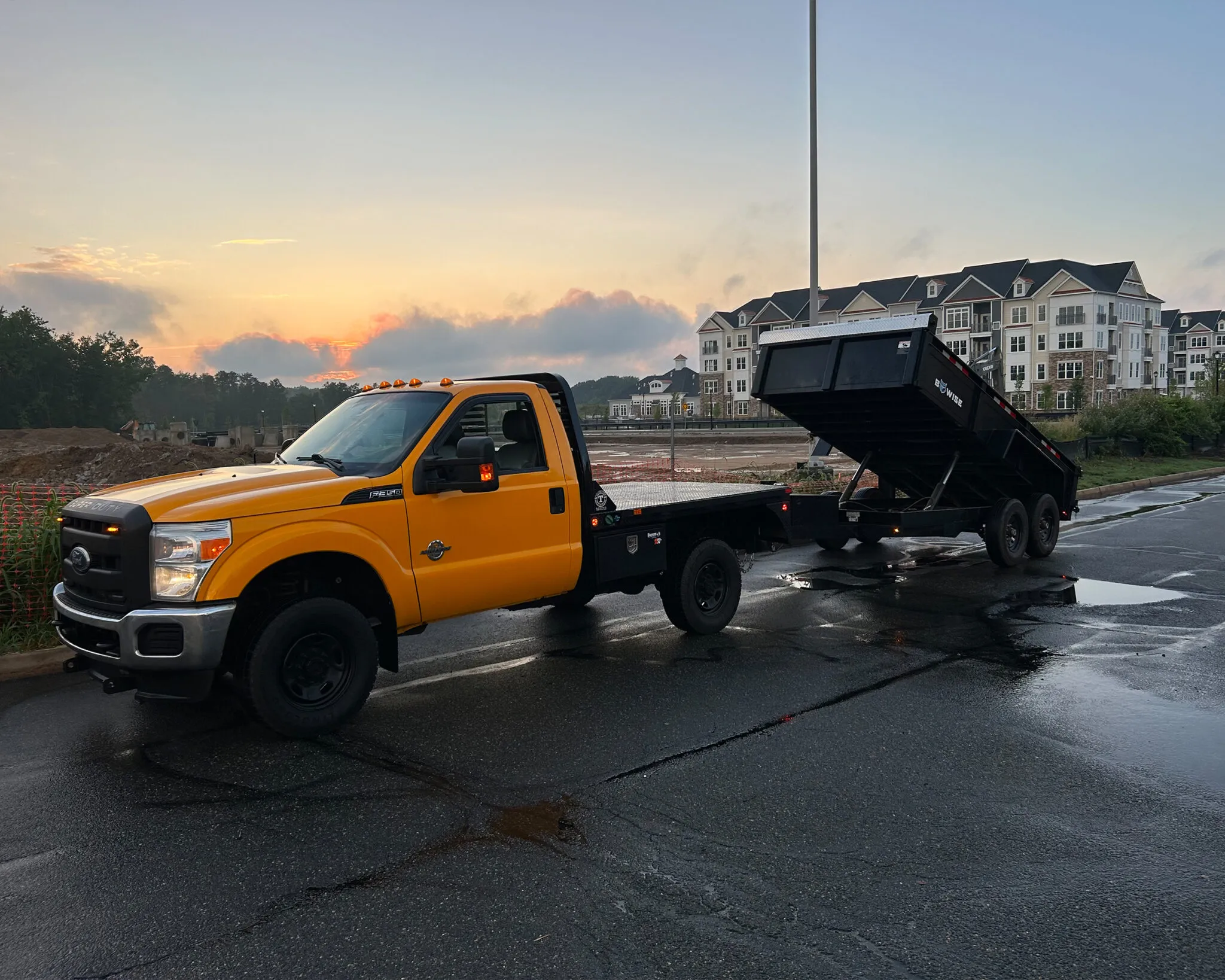 Faria's Demolition truck at a job site