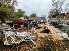 Demolition cleanup in progress